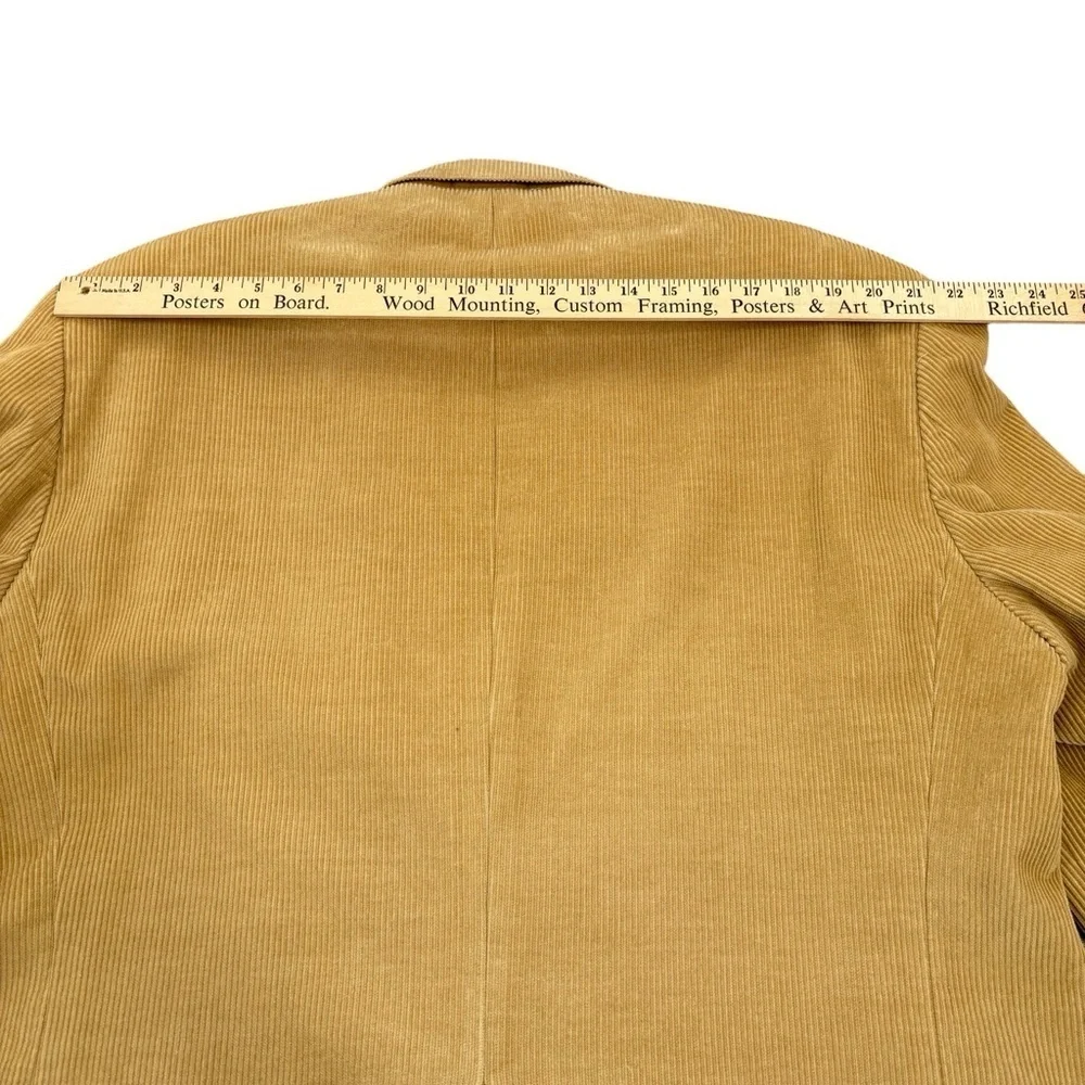 Chaps Blazer Size 48R Tan Corduroy Suit Jacket Sport Coat Leather Buttons